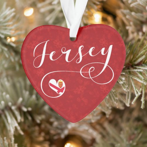 Jersey Flag Heart Channel Islands Ornament