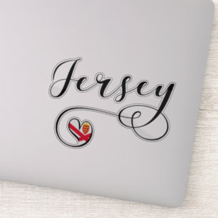 Jersey Flag Heart, Channel Islands Sticker