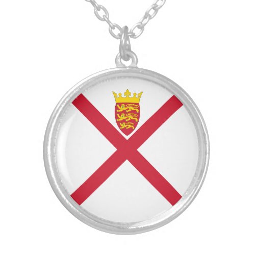 Jersey Flag Silver Plated Necklace