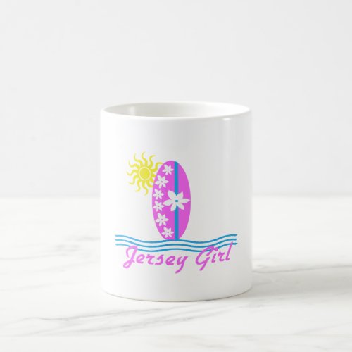 Jersey Girl baby Bodysuit Pink Surfboard WSun Coffee Mug