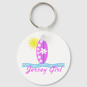 Jersey Girl baby Bodysuit Pink Surfboard W/Sun Keychain