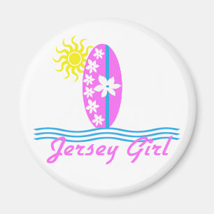 Jersey Girl baby Bodysuit Pink Surfboard W/Sun Magnet