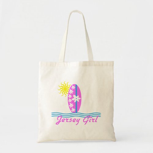 Jersey Girl baby Bodysuit Pink Surfboard WSun Tote Bag