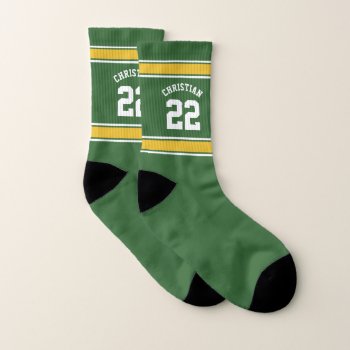 Jersey Green Yellow Personalized Football Themed Socks by Ricaso_Graphics at Zazzle