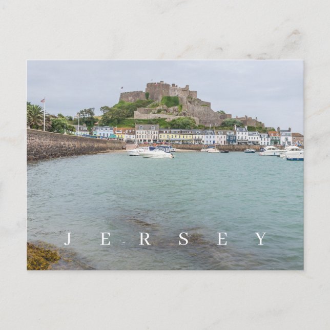 Jersey Mont Orgueil Castle view postcard (Front)