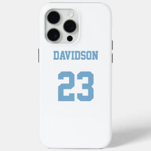 Jersey Name Number Light Blue White iPhone 15 Pro Max Case