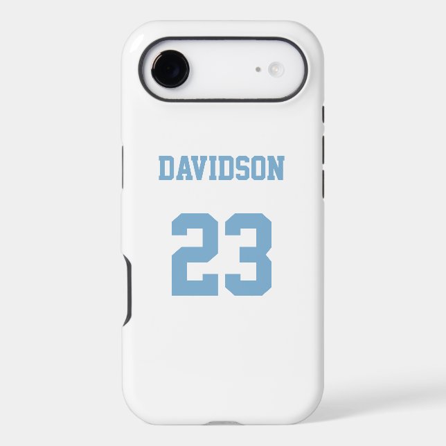 Jersey Name Number Light Blue White Case-Mate iPhone Case (Back)
