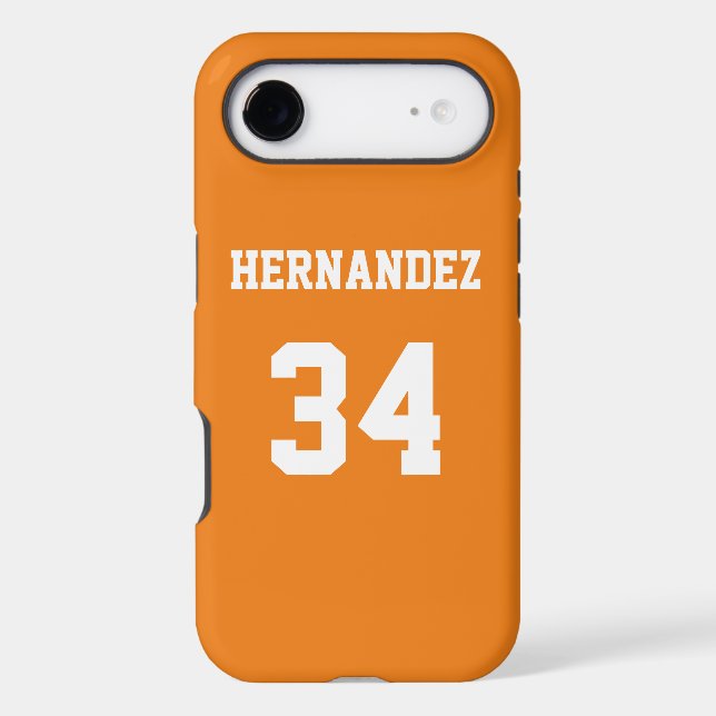 Jersey Name Number Orange and White Case-Mate iPhone Case (Back)