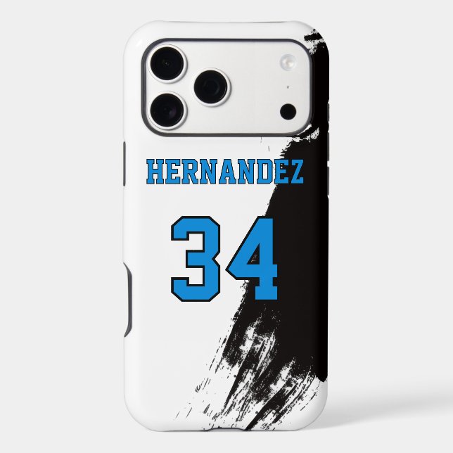 Jersey Name Number White Black Paint Light Blue Case-Mate iPhone Case (Back)