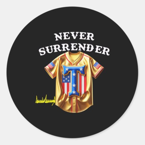 Jersey Never Surrender Pro Trump Fun Baseball Vint Classic Round Sticker