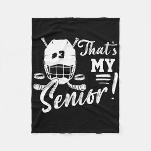 Jersey Number 03 Hockey Mom That's My Senior Hocke Fleece Blanket
