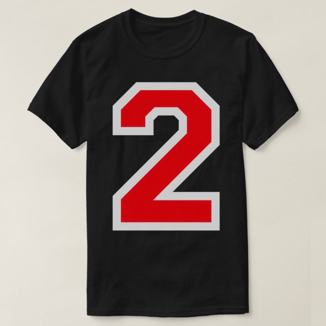 Jersey Number #2 Two Athletic Style Sports Player  T-Shirt (Design Front)