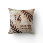 Jersey Number and Name on Vintage Baseball Pillow