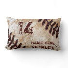 Jersey Number and Name on Vintage Baseball Pillow