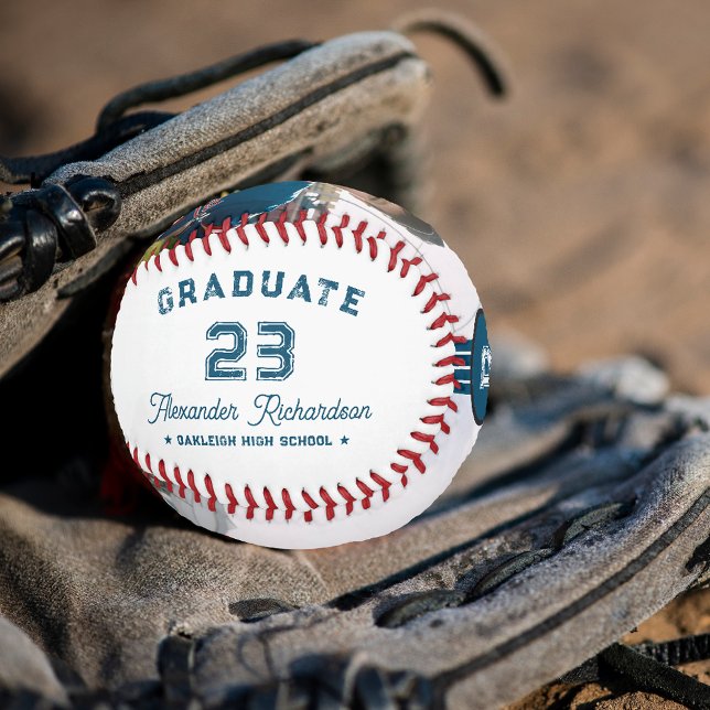 Jersey Number | Blue Graduation Monogram Baseball (Creator Uploaded)