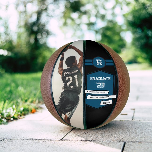 Jersey Number | Blue Graduation Monogram Basketball (Creator Uploaded)