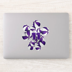 jersey number cluster of purple white basketballs sticker
