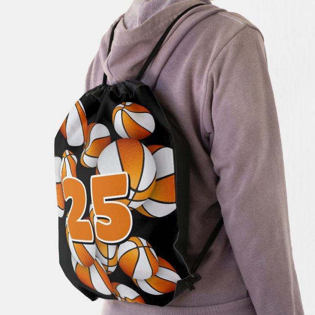 jersey number clustered orange white basketballs drawstring bag (Insitu)
