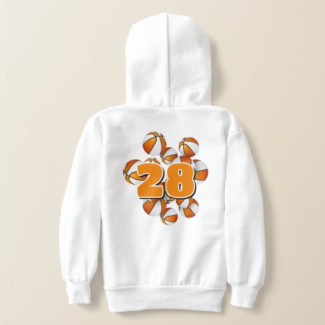 jersey number clustered orange white basketballs hoodie (Laydown Back)