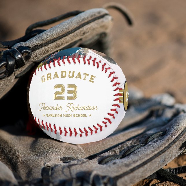 Jersey Number | Gold Graduation Monogram Baseball (Creator Uploaded)