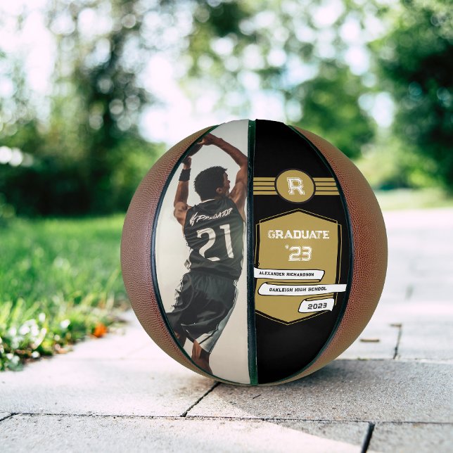 Jersey Number | Gold Graduation Monogram Basketball (Creator Uploaded)