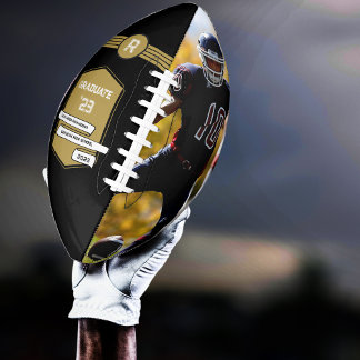 Jersey Number | Gold Graduation Monogram Football