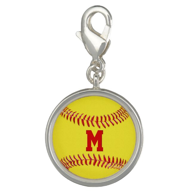 Jersey Number or Monogram Softball Charms (Front)