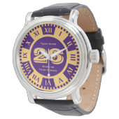 Jersey Number Royal Purple and Gold Varsity Colors Watch (Angled)
