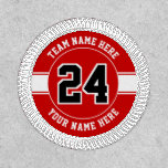 Jersey Number, Team And Player Name Red And White Patch at Zazzle