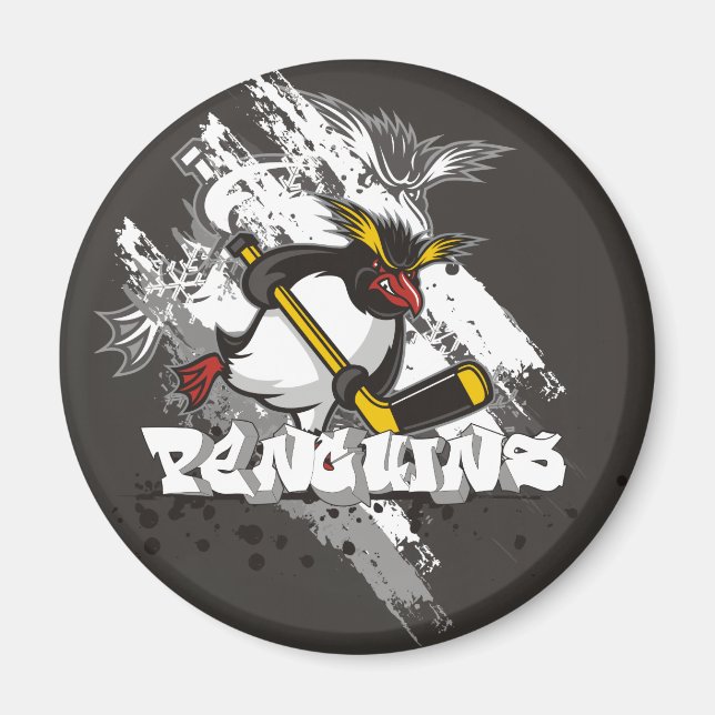 Jersey Penguins Graffiti Round Magnet (Front)