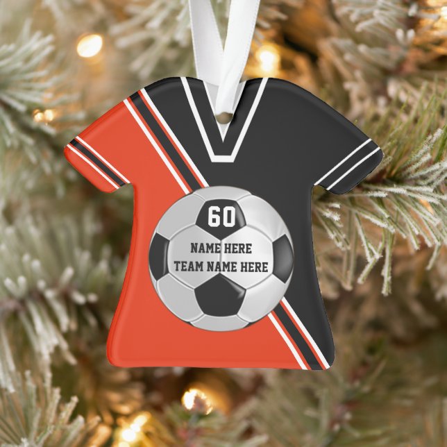 Jersey Personalized Soccer Ornaments Orange, White (Tree)