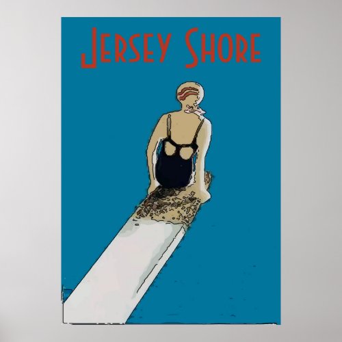 Jersey Shore abstract woman on board add text Poster