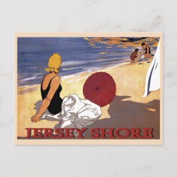Jersey Shore Beach Family Bathing Postcard by figstreetstudio at Zazzle