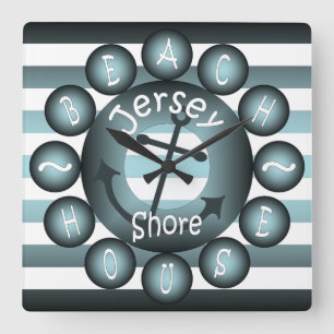 “Jersey Shore” ~ “Beach House” ~ “Summer House” ~ Square Wall Clock