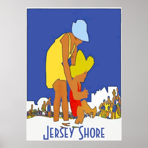 Jersey Shore Beach Vintage Style Poster