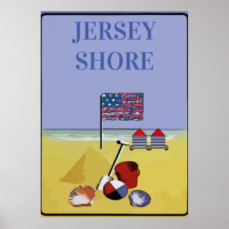 Jersey Shore Beach Vintage Style Poster