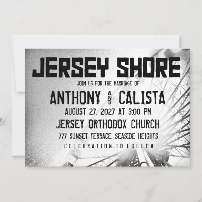 JERSEY SHORE Destination Wedding Invitation (Front)