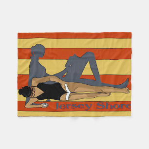 Jersey Shore, Gal on Beach Towel Fleece Blanket