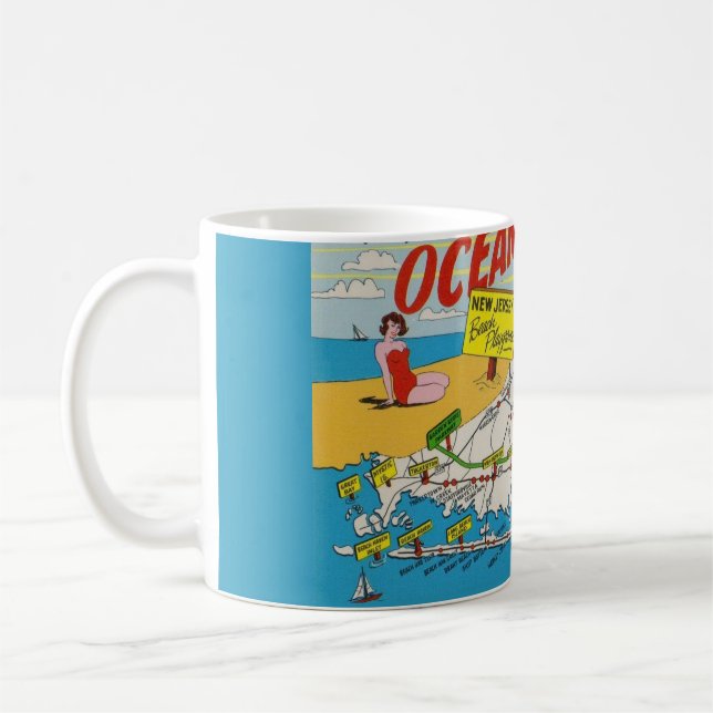 Jersey Shore Illustrated Map Coffee Mug (Left)