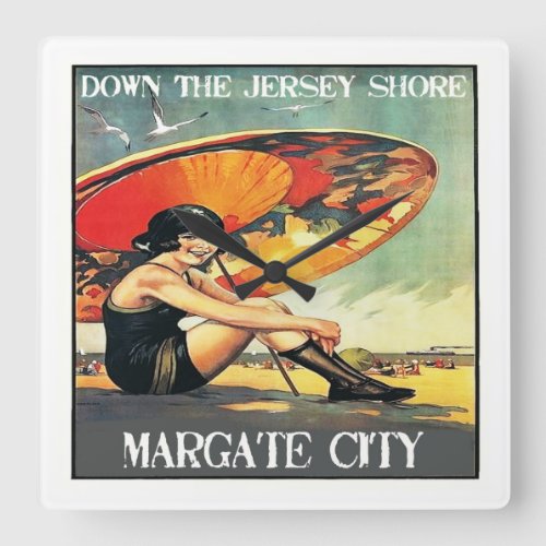 Jersey Shore Margate City Poster Wall Clock