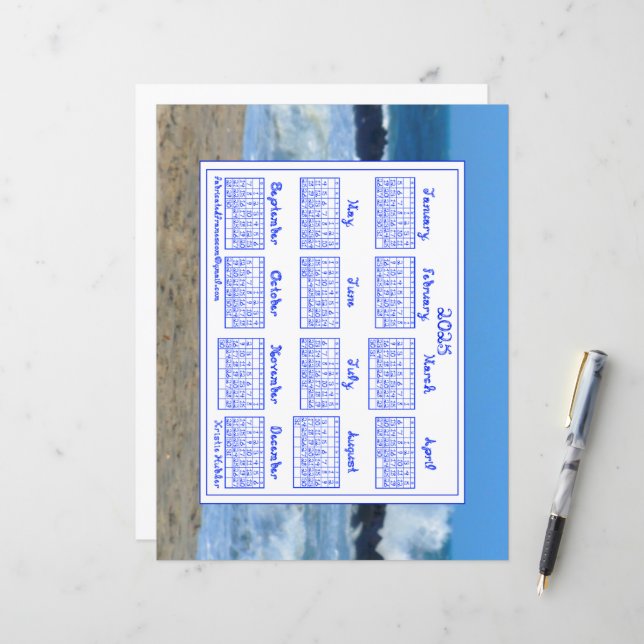 Jersey Shore Photo 2025 Calendar with Fabric Font (Front/Back In Situ)