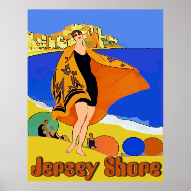 Jersey Shore, Woman On Sand Beach Poster (Front)