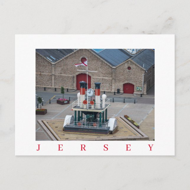 Jersey Steam Clock view postcard (Front)