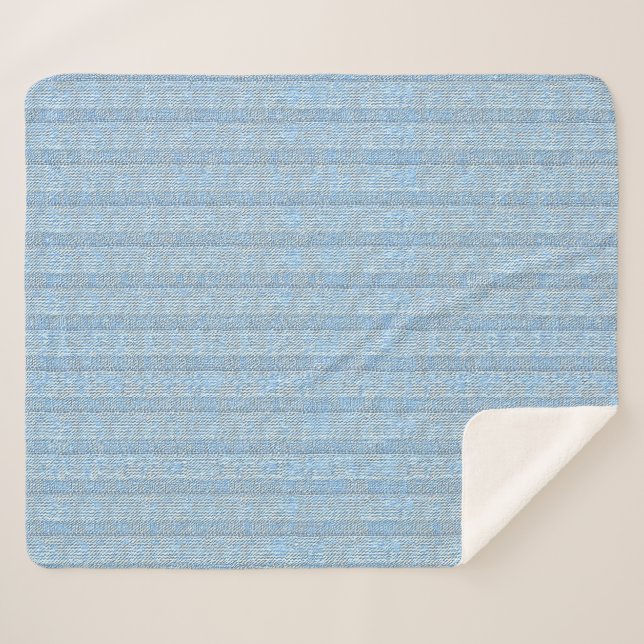 Jersey Stripe Knit Pattern in Baby Blue  Sherpa Blanket (Front (Horizontal))
