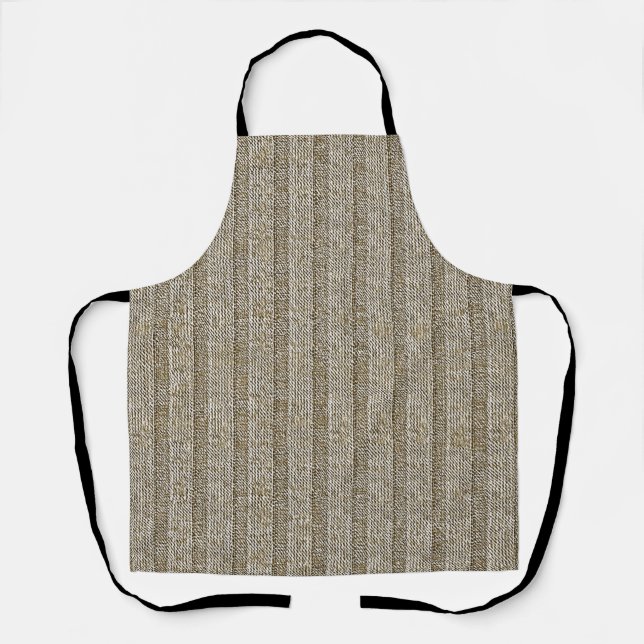 Jersey Stripe Knit Pattern in Soft Beige Apron (Front)
