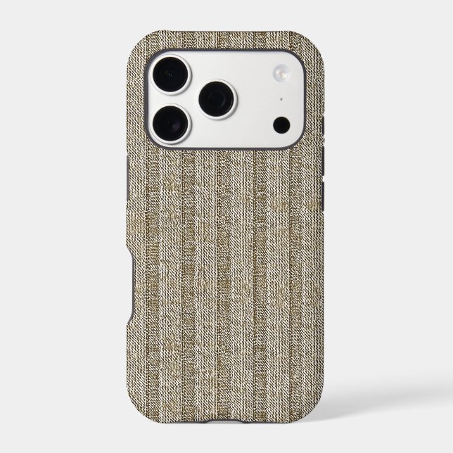Jersey Stripe Knit Pattern in Soft Beige iPhone Case (Back)