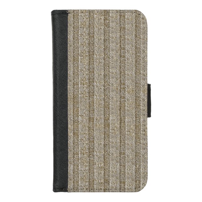 Jersey Stripe Knit Pattern in Soft Beige iPhone Wallet Case (Front)