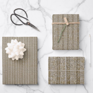 Jersey Stripe Knit Pattern in Soft Beige Wrapping Paper Sheets