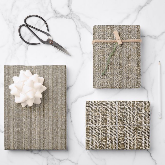 Jersey Stripe Knit Pattern in Soft Beige Wrapping Paper Sheets (Front)