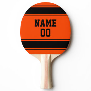 Jersey Style Blue Orange and Black Personalized Ping Pong Paddle